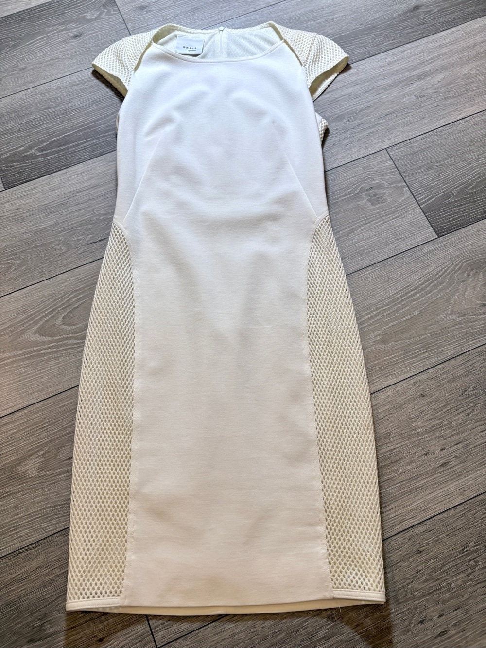 Akris Punto Cream Mesh-Panel Sheath Dress Size 2